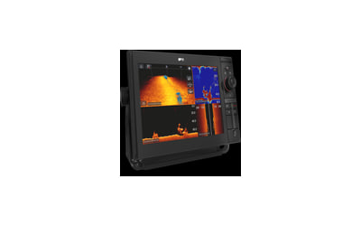 A Raymarine fishfinder and sonar display