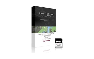 A Raymarine LightHouse Charts chart card and its box